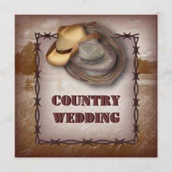 western cowboy rustic country wedding invitation