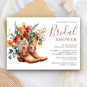western cowgirl floral boots bridal shower invitation