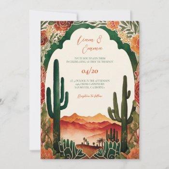 western mexican cactus desert wedding invitation
