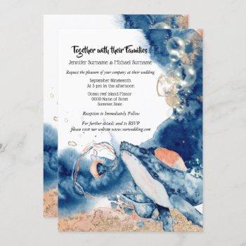 whale jelly fish ocean mammals blue orange sea invitation