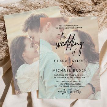 whimsical calligraphy | faded photo the wedding of invitation