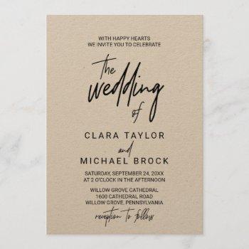 Small Whimsical Calligraphy Kraft The Wedding Of Front View