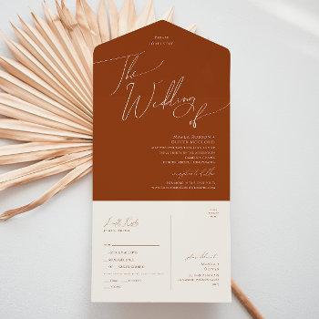 whimsical desert | rust wedding of seal and send all in one invitation