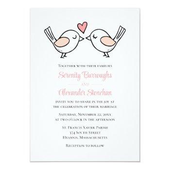 Small Whimsical Love Birds Pink Lovebirds Black Wedding Front View
