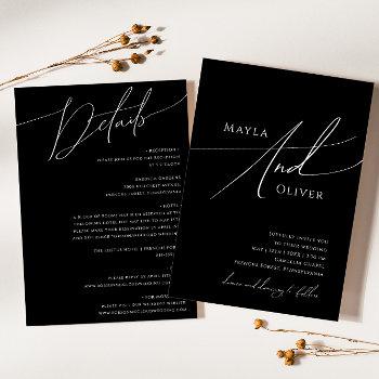 Small Whimsical Minimal Script Black All In One Wedding Front View