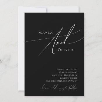 whimsical minimalist script | black casual wedding invitation
