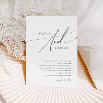 whimsical minimalist script wedding invitation