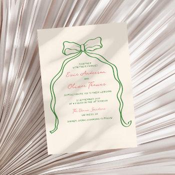 Small Whimsical Quirky Handwritten Bow Wedding Front View