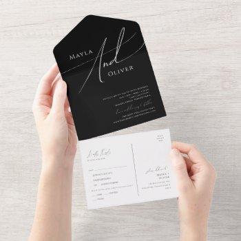 whimsical script | black casual seal and send all in one invitation
