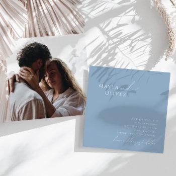 Small Whimsical Script | Dusty Blue Photo Square Wedding Front View