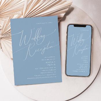 Small Whimsical Script | Dusty Blue Wedding Reception Front View