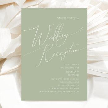 whimsical script | sage green wedding reception invitation