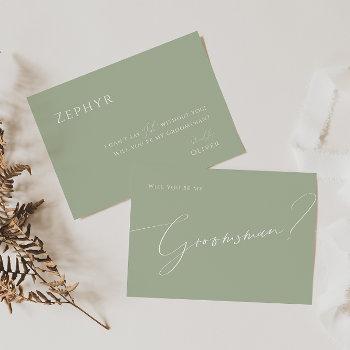 Small Whimsical Script | Sage Groomsman Proposal Front View