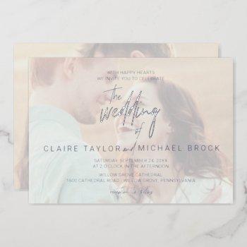 Small Whimsical | Silver Foil Horizontal Photo Wedding Foil Front View