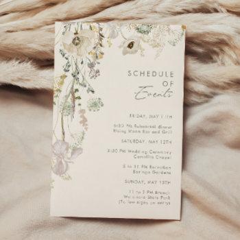 Small Whimsical Wildflower | Ivory Schedule Of Events Enclosure Card Front View