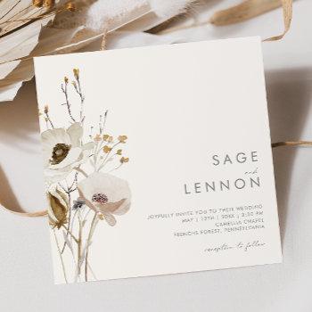 whimsical wildflower | ivory square wedding invitation