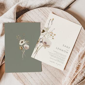 whimsical wildflower | ivory wedding invitation