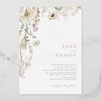 whimsical wildflower meadow | rose gold foil foil invitation