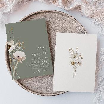 whimsical wildflower | sage green wedding invitation