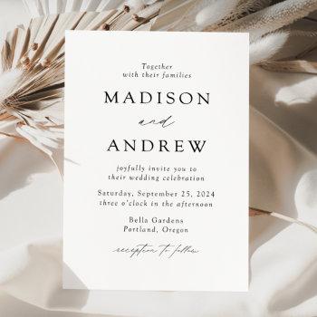 white and black modern elegance wedding invitation