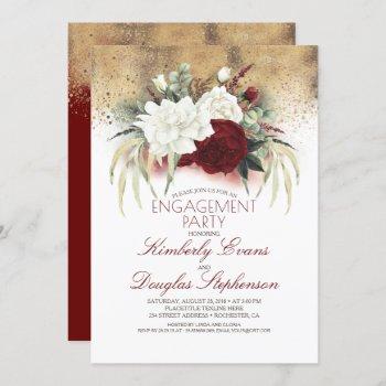 Small White And Burgundy Red Floral Engagement Party Front View