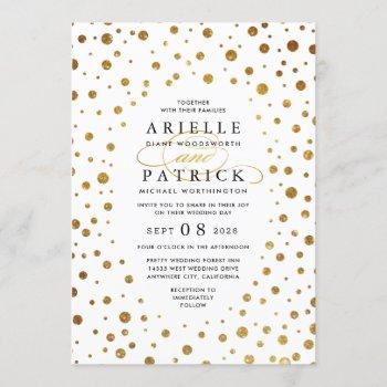 white and gold confetti foil wedding invitations