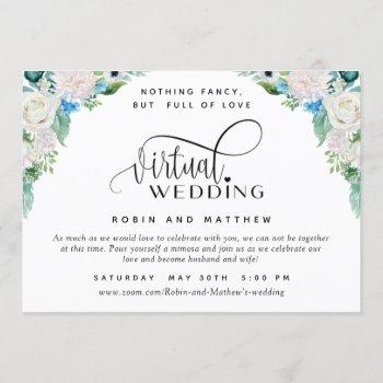 white and green floral online virtual wedding invitation