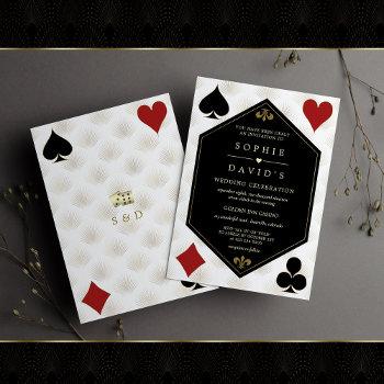white art deco gatsby casino vegas poker wedding  invitation