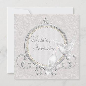 Small White Doves & Paisley Lace Wedding Front View