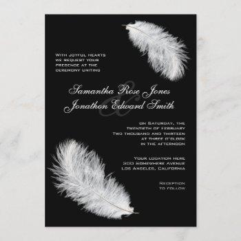 Small White Feathers Black Wedding Front View