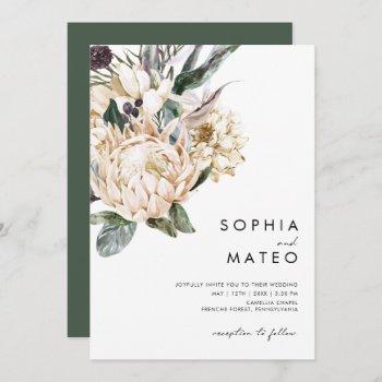 white floral  all in one wedding invitation