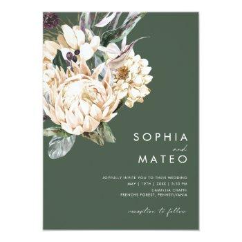 Small White Floral | Dark Green All In One Wedding Front View