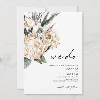 white floral we do wedding invitation