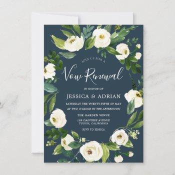 Small White Flowers Turquoise Vow Renewal Invite Front View