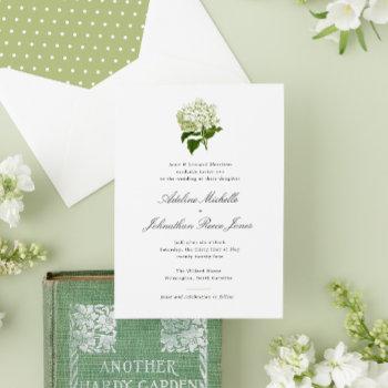 white hydrangea grandmillennial wedding invitation
