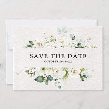 white ivory cream roses floral botanical wedding s save the date