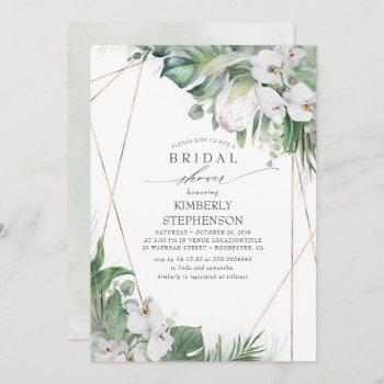 white king protea orchids tropical bridal shower invitation