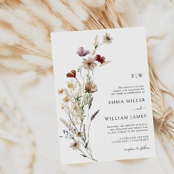white modern boho wedding invitation