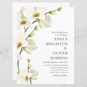 white orchid florals wedding invitations