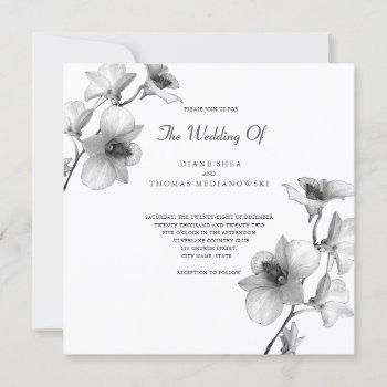 white orchid wedding invitation