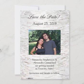 Small White Paper Birch Tree Bark Rustic Wood Wedding Front View