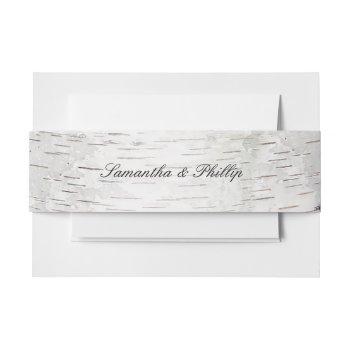 Small White Paper Birch Tree Bark Rustic Wood Wedding  Belly Band Front View