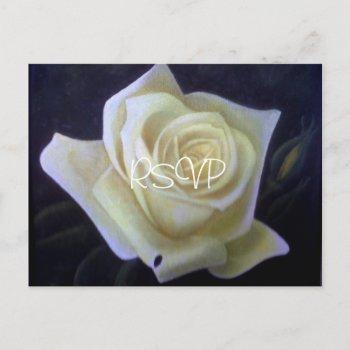 white rose painting wedding invite rsvp with photo