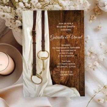white satin and horse bit western wedding shower invitation