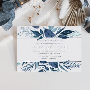 Small Wild Azure | Blue Botanical Wedding Foil Front View