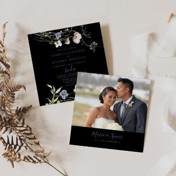 wild forest floral black spanish wedding   invitation