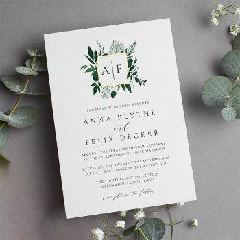 Small Wild Forest Monogram Wedding Foil Front View