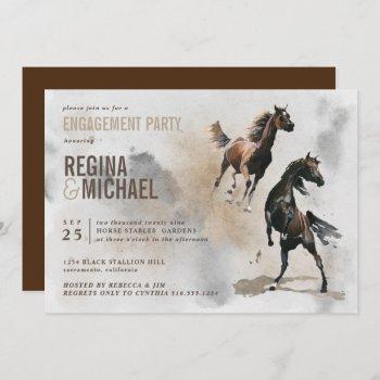 Small Wild Horse Watercolor Engagement Party Wedding Front View