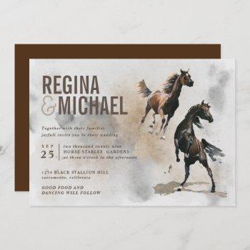 Small Wild Horse Watercolor Wedding Front View