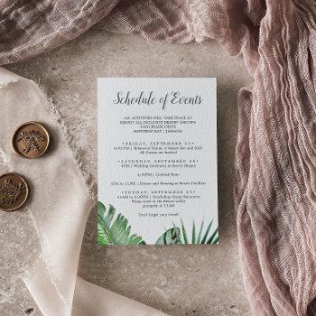 Small Wild Palm Wedding Weekend Schedule Of Event Enclosure Card Front View